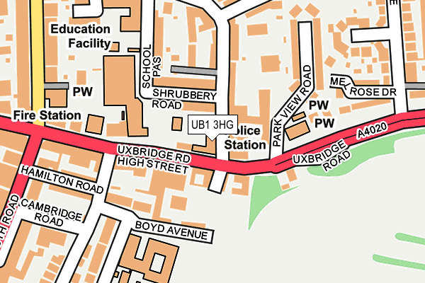 UB1 3HG map - OS OpenMap – Local (Ordnance Survey) UB1 3HG map - OS OpenMap – Local (Ordnance Survey)