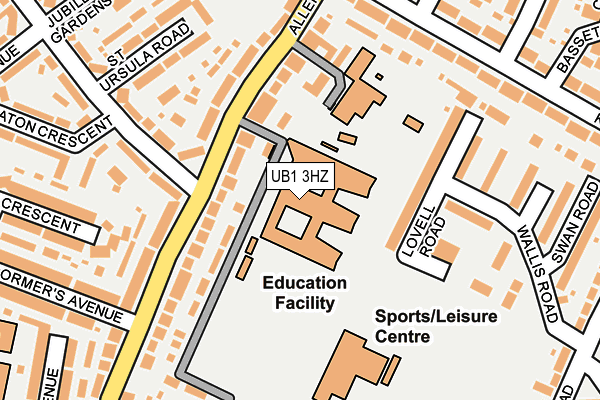 UB1 3HZ map - OS OpenMap – Local (Ordnance Survey) UB1 3HZ map - OS OpenMap – Local (Ordnance Survey)