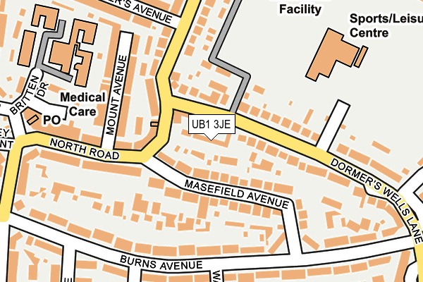 UB1 3JE map - OS OpenMap – Local (Ordnance Survey) UB1 3JE map - OS OpenMap – Local (Ordnance Survey)