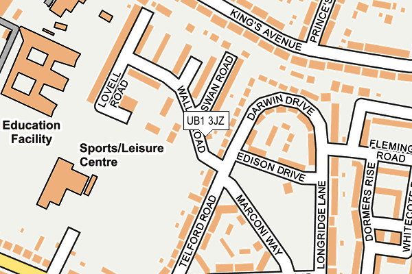 UB1 3JZ map - OS OpenMap – Local (Ordnance Survey) UB1 3JZ map - OS OpenMap – Local (Ordnance Survey)