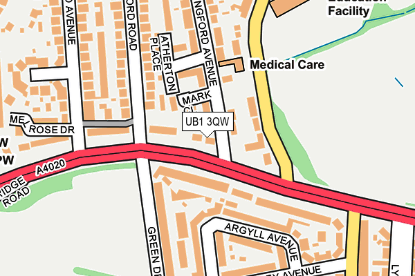 UB1 3QW map - OS OpenMap – Local (Ordnance Survey) UB1 3QW map - OS OpenMap – Local (Ordnance Survey)