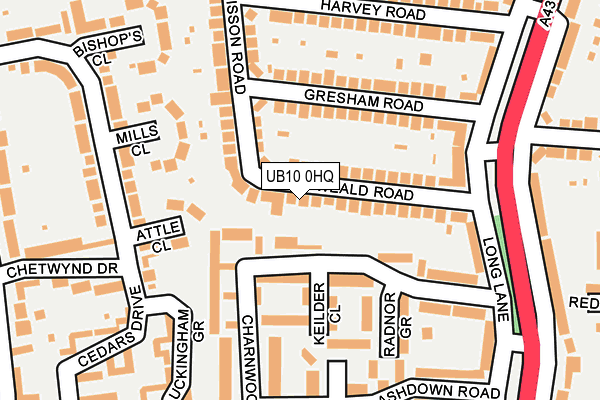 UB10 0HQ map - OS OpenMap – Local (Ordnance Survey) UB10 0HQ map - OS OpenMap – Local (Ordnance Survey)