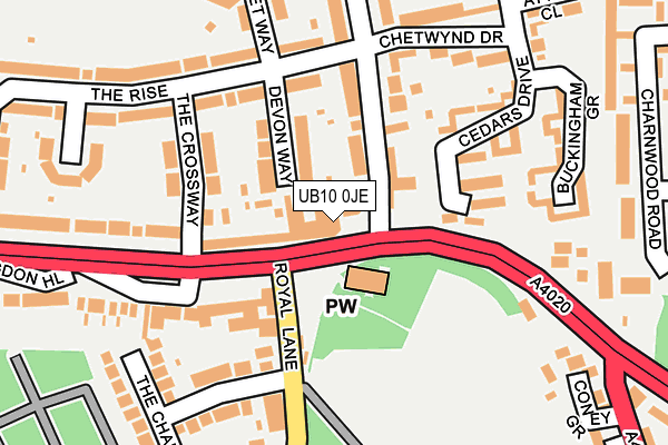 UB10 0JE map - OS OpenMap – Local (Ordnance Survey) UB10 0JE map - OS OpenMap – Local (Ordnance Survey)