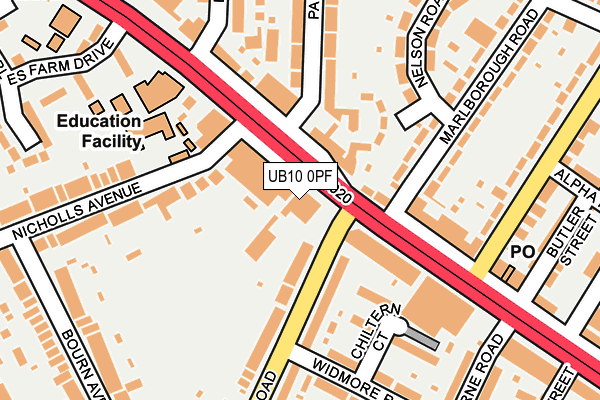 UB10 0PF map - OS OpenMap – Local (Ordnance Survey) UB10 0PF map - OS OpenMap – Local (Ordnance Survey)