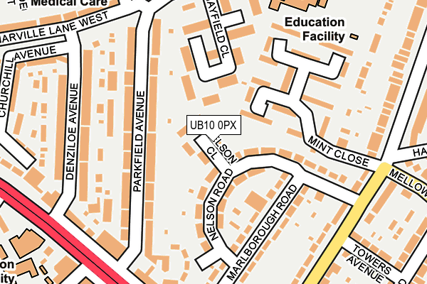 UB10 0PX map - OS OpenMap – Local (Ordnance Survey) UB10 0PX map - OS OpenMap – Local (Ordnance Survey)