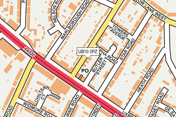 UB10 0PZ map - OS OpenMap – Local (Ordnance Survey) UB10 0PZ map - OS OpenMap – Local (Ordnance Survey)
