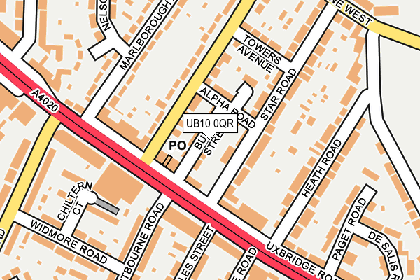 UB10 0QR map - OS OpenMap – Local (Ordnance Survey) UB10 0QR map - OS OpenMap – Local (Ordnance Survey)