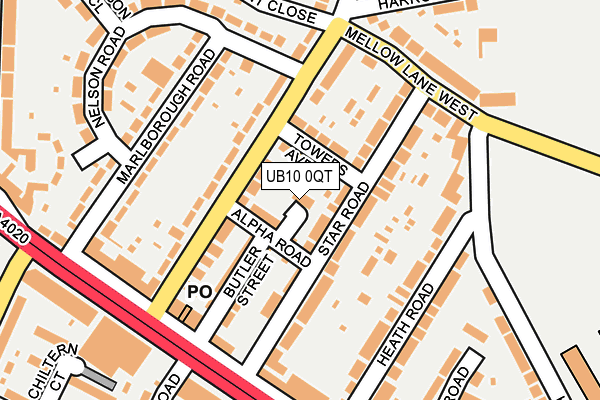 UB10 0QT map - OS OpenMap – Local (Ordnance Survey) UB10 0QT map - OS OpenMap – Local (Ordnance Survey)