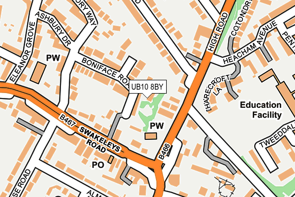 UB10 8BY map - OS OpenMap – Local (Ordnance Survey) UB10 8BY map - OS OpenMap – Local (Ordnance Survey)
