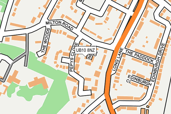 UB10 8NZ map - OS OpenMap – Local (Ordnance Survey) UB10 8NZ map - OS OpenMap – Local (Ordnance Survey)