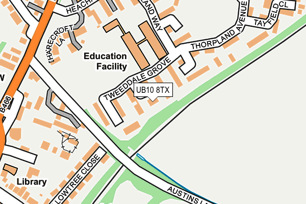 UB10 8TX map - OS OpenMap – Local (Ordnance Survey) UB10 8TX map - OS OpenMap – Local (Ordnance Survey)