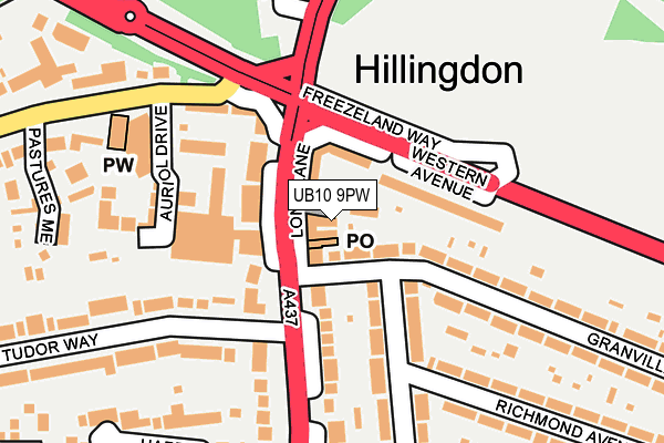 UB10 9PW map - OS OpenMap – Local (Ordnance Survey) UB10 9PW map - OS OpenMap – Local (Ordnance Survey)