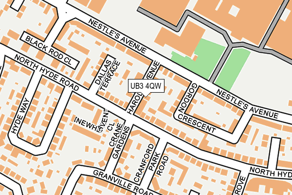 UB3 4QW map - OS OpenMap – Local (Ordnance Survey) UB3 4QW map - OS OpenMap – Local (Ordnance Survey)