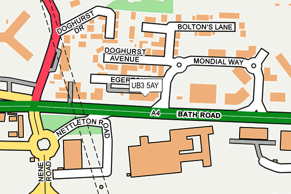 UB3 5AY map - OS OpenMap – Local (Ordnance Survey) UB3 5AY map - OS OpenMap – Local (Ordnance Survey)