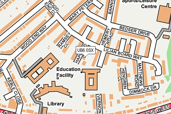 UB6 0SX map - OS OpenMap – Local (Ordnance Survey) UB6 0SX map - OS OpenMap – Local (Ordnance Survey)