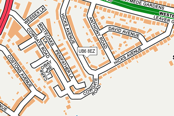 UB6 8EZ map - OS OpenMap – Local (Ordnance Survey) UB6 8EZ map - OS OpenMap – Local (Ordnance Survey)
