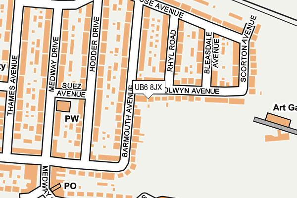 UB6 8JX map - OS OpenMap – Local (Ordnance Survey) UB6 8JX map - OS OpenMap – Local (Ordnance Survey)
