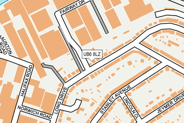 UB6 8LZ map - OS OpenMap – Local (Ordnance Survey) UB6 8LZ map - OS OpenMap – Local (Ordnance Survey)