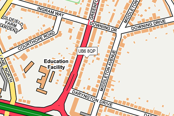 UB6 8QP map - OS OpenMap – Local (Ordnance Survey) UB6 8QP map - OS OpenMap – Local (Ordnance Survey)