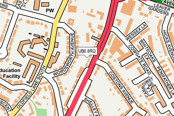 UB6 8RQ map - OS OpenMap – Local (Ordnance Survey) UB6 8RQ map - OS OpenMap – Local (Ordnance Survey)
