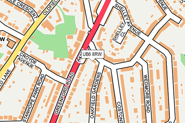 UB6 8RW map - OS OpenMap – Local (Ordnance Survey) UB6 8RW map - OS OpenMap – Local (Ordnance Survey)