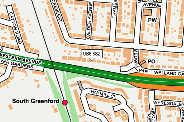 UB6 8SZ map - OS OpenMap – Local (Ordnance Survey)