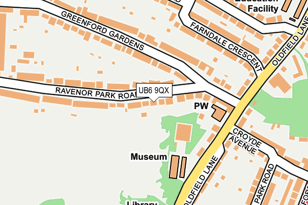 UB6 9QX map - OS OpenMap – Local (Ordnance Survey)