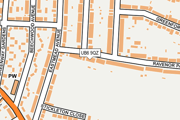 UB6 9QZ map - OS OpenMap – Local (Ordnance Survey) UB6 9QZ map - OS OpenMap – Local (Ordnance Survey)