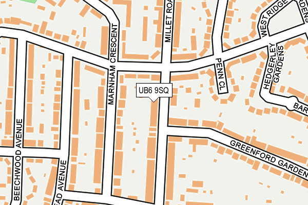 UB6 9SQ map - OS OpenMap – Local (Ordnance Survey) UB6 9SQ map - OS OpenMap – Local (Ordnance Survey)