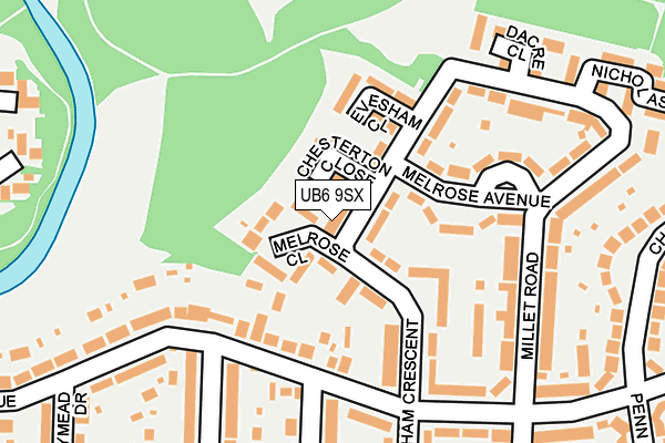 UB6 9SX map - OS OpenMap – Local (Ordnance Survey) UB6 9SX map - OS OpenMap – Local (Ordnance Survey)