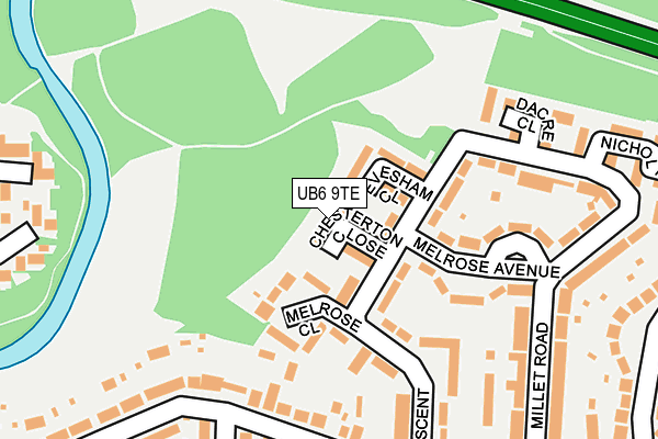 UB6 9TE map - OS OpenMap – Local (Ordnance Survey)