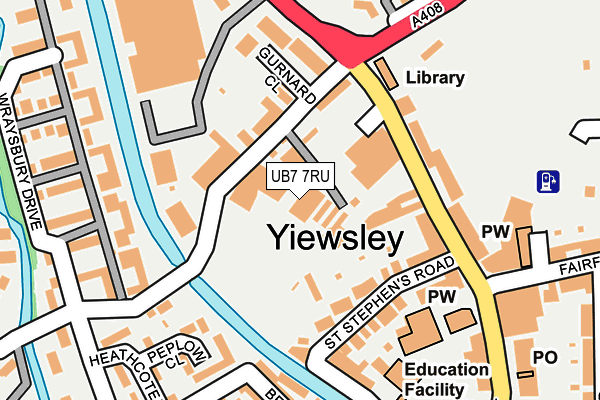 UB7 7RU map - OS OpenMap – Local (Ordnance Survey) UB7 7RU map - OS OpenMap – Local (Ordnance Survey)