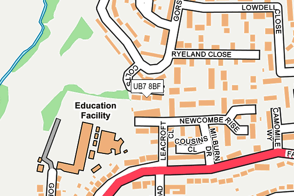 UB7 8BF map - OS OpenMap – Local (Ordnance Survey)
