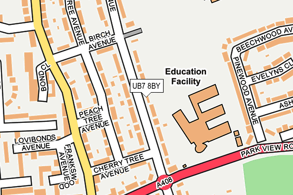 UB7 8BY map - OS OpenMap – Local (Ordnance Survey)