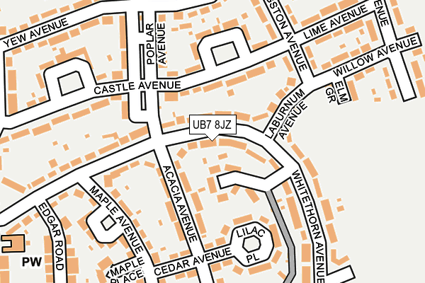 UB7 8JZ map - OS OpenMap – Local (Ordnance Survey) UB7 8JZ map - OS OpenMap – Local (Ordnance Survey)