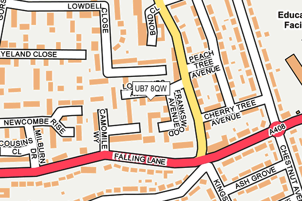 UB7 8QW map - OS OpenMap – Local (Ordnance Survey)