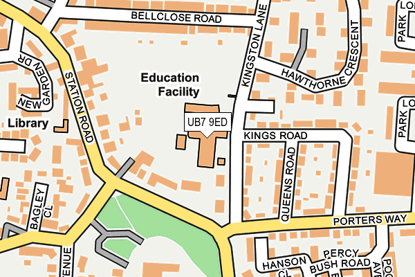 UB7 9ED map - OS OpenMap – Local (Ordnance Survey)