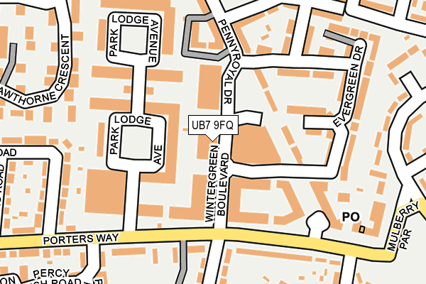 UB7 9FQ map - OS OpenMap – Local (Ordnance Survey) UB7 9FQ map - OS OpenMap – Local (Ordnance Survey)