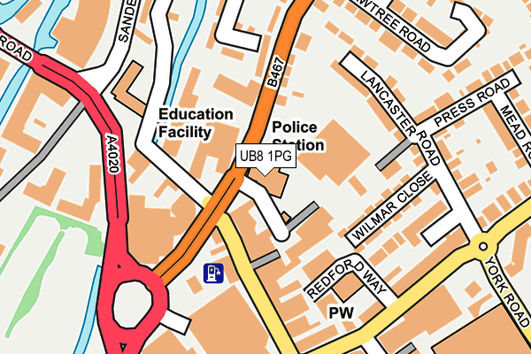 UB8 1PG map - OS OpenMap – Local (Ordnance Survey)
