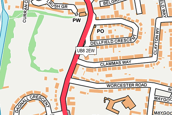 UB8 2EW map - OS OpenMap – Local (Ordnance Survey) UB8 2EW map - OS OpenMap – Local (Ordnance Survey)