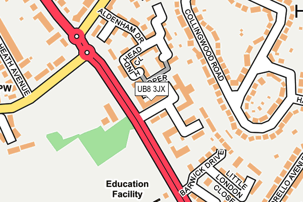 UB8 3JX map - OS OpenMap – Local (Ordnance Survey) UB8 3JX map - OS OpenMap – Local (Ordnance Survey)
