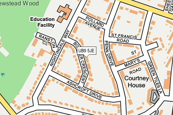 UB9 5JE map - OS OpenMap – Local (Ordnance Survey) UB9 5JE map - OS OpenMap – Local (Ordnance Survey)