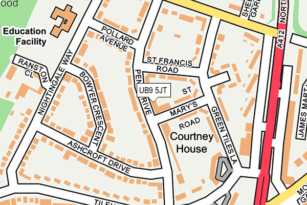 UB9 5JT map - OS OpenMap – Local (Ordnance Survey) UB9 5JT map - OS OpenMap – Local (Ordnance Survey)