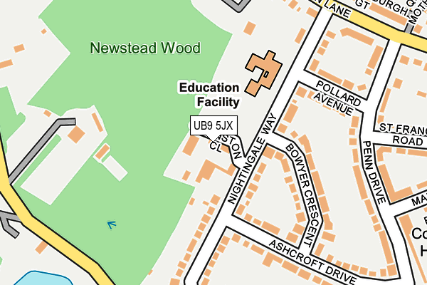 UB9 5JX map - OS OpenMap – Local (Ordnance Survey) UB9 5JX map - OS OpenMap – Local (Ordnance Survey)