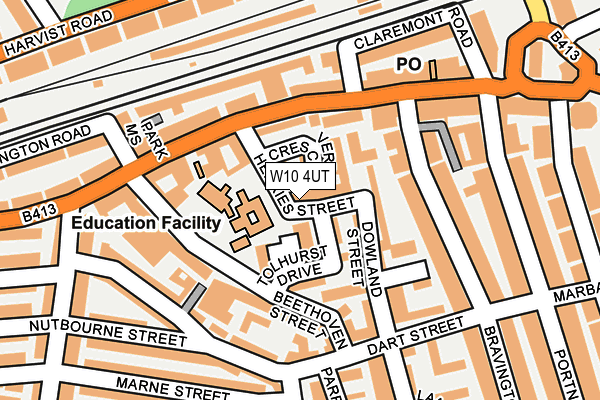 W10 4UT map - OS OpenMap – Local (Ordnance Survey)