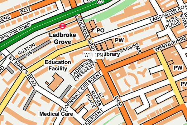 W11 1PN map - OS OpenMap – Local (Ordnance Survey) W11 1PN map - OS OpenMap – Local (Ordnance Survey)