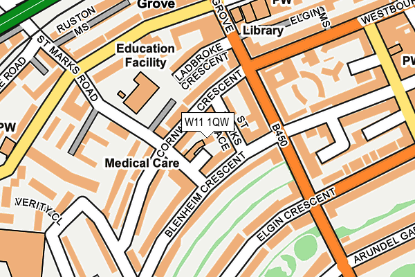 W11 1QW map - OS OpenMap – Local (Ordnance Survey) W11 1QW map - OS OpenMap – Local (Ordnance Survey)