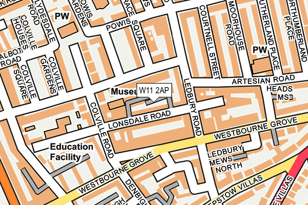 W11 2AP map - OS OpenMap – Local (Ordnance Survey) W11 2AP map - OS OpenMap – Local (Ordnance Survey)