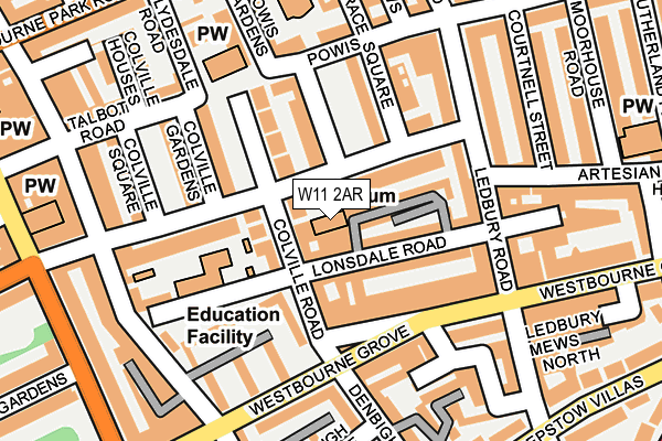 W11 2AR map - OS OpenMap – Local (Ordnance Survey) W11 2AR map - OS OpenMap – Local (Ordnance Survey)