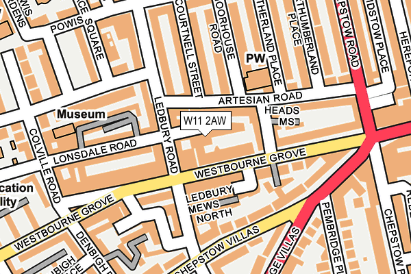 W11 2AW map - OS OpenMap – Local (Ordnance Survey)